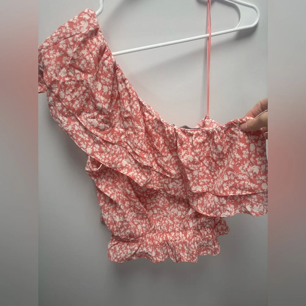 NWT Adore Me Pink Floral One Shoulder Emma Top - Picture 5 of 5